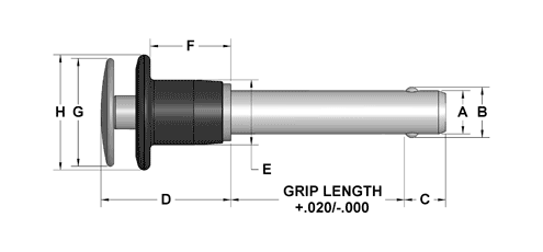 Quick Release Ball Lock Pin - Dome Handle - 4130 Steel Shank - Aluminum Handle  - Inch (DAAS)