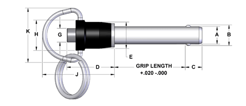 Quick Release Ball Lock Pin - Ring Handle - 4130 Steel Shank - Aluminum Handle - Inch (RAAS)