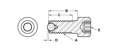 Thrust Screws - Headed Design - Round Delrin Ball - Inch (TSH-DB)