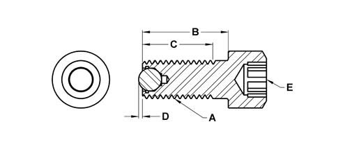 Thrust Screws - Headed Design - Round Stainless Steel Ball - Inch (TSH-SB)