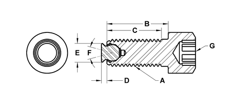 Thrust Screws - Headed Design - Diamond Surface Cone - Inch (TSH-FC-DS)